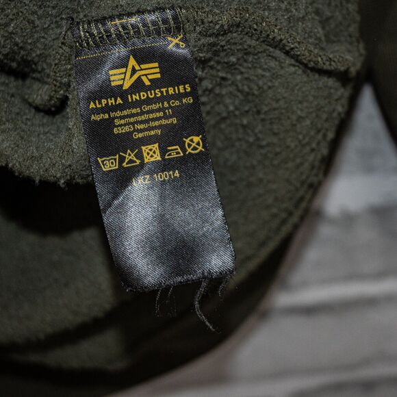 Alpha Industries Men's Fleece Hooded Sweatshirt in olive green size Medium - Picture 8 of 9